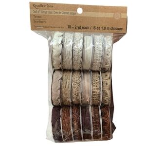 Recollections Craft It Ribbons Set of 18 Vintage Glam Decorative Ribbons Jutes